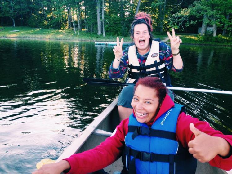 summer camp counselor canoe