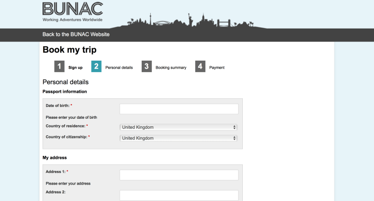 BUNAC Summer Camp Application